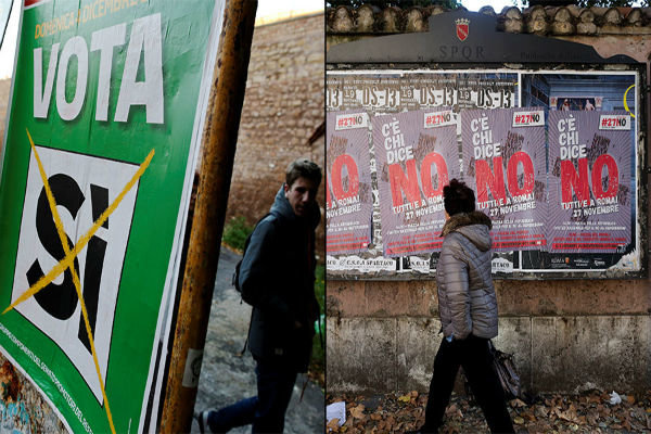 دودستگی مردم ایتالیا در مورد همه پرسی قانون اساسی 