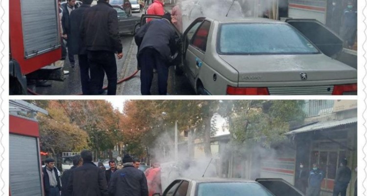   آتش سوزی خودرو پژو در صحنه مهار شد 