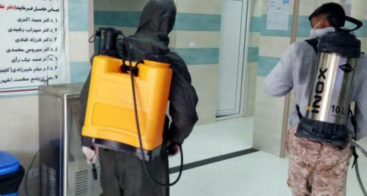 بیمارستان معاون و شبکه بهداشت صحنه توسط سپاه صحنه ضد عفونی شد