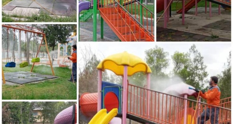 فضاهای شهری صحنه به طور مداوم ضدعفونی می شوند