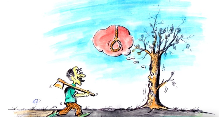 	قطع درختان باغات توسط افراد سودجو / حال درختان صحنه خوب نیست 