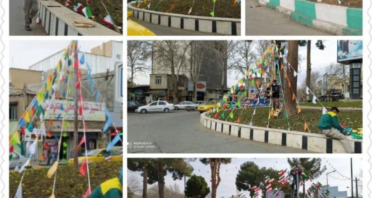  آذین بندی و فضاسازی شهر صحنه به مناسبت دهه فجر