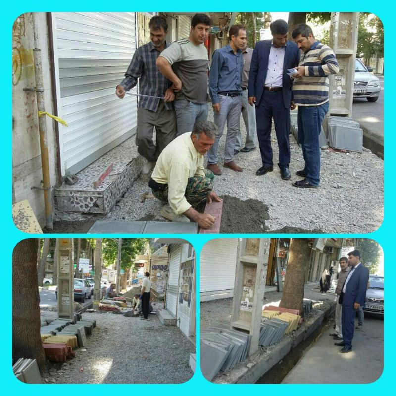پروژه موزاییک فرش خیابان مولوی شهر صحنه در حال انجام است