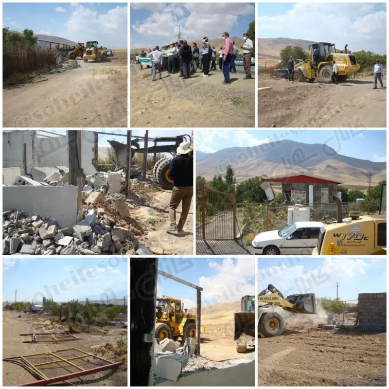 تخریب ۳ خانه باغ و ۹ فنس کشی غیرمجاز در اراضی شهرستان سنقروکلیایی